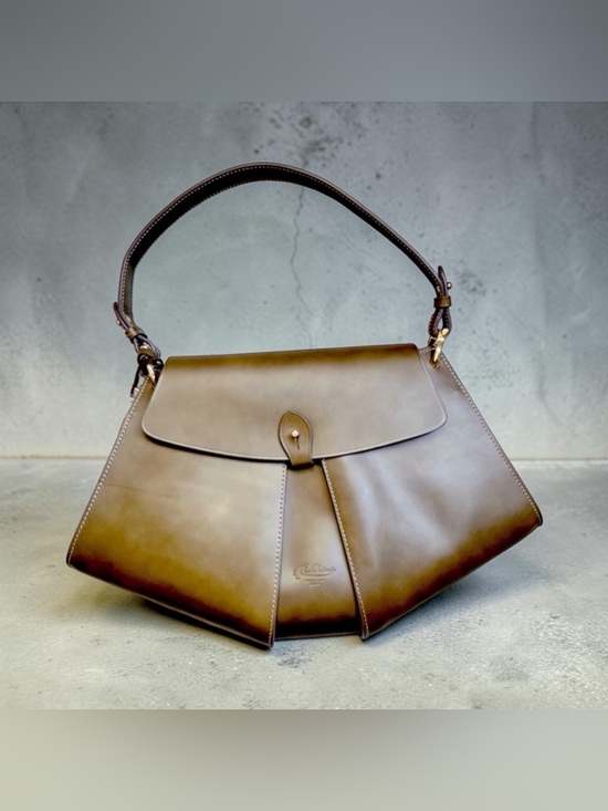 boldrini Handbags - boldrini Taupe Made In Italy Leather Tulip Cut Satchel